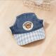Dog spring and summer visor hat denim traction vest pet cat rabbit outdoor clothing breathable traction chest and back