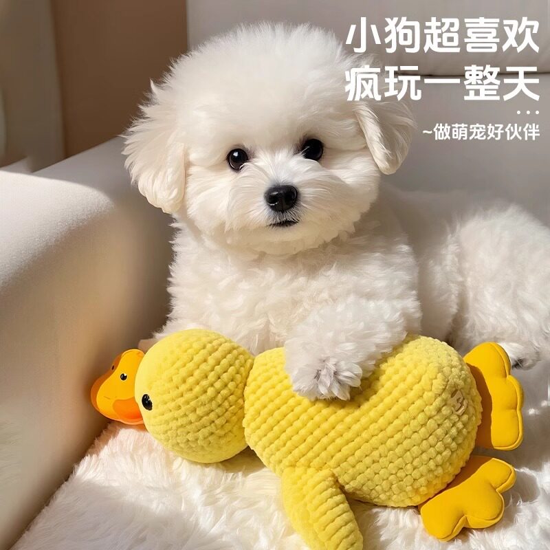 狗狗玩具小黄鸭自嗨解闷神器耐咬宠物毛绒陪睡发声幼犬泰迪狗玩偶