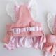 Dog clothes flying sleeves denim skirt with leash pet breathable chest and back skirt Yorkshire Maltese spring and autumn