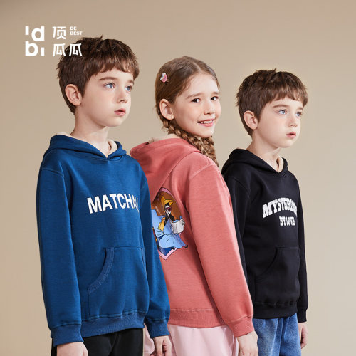 顶瓜瓜dgg2620 儿童秋冬款加绒加厚连帽卫衣