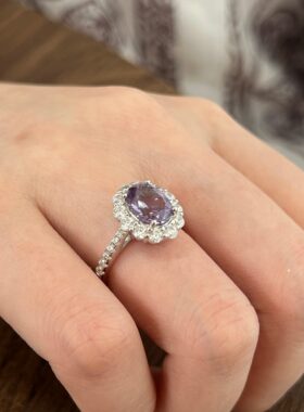 培育蓝宝石S925纯银戒指2.4ct
