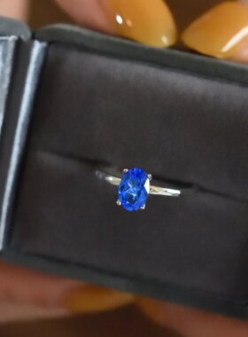 培育彩宝钴尖晶S925纯银戒指