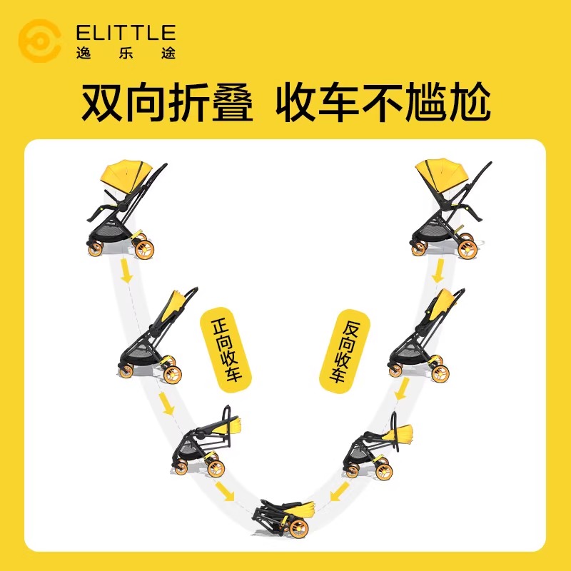 elittile逸乐途小恐龙婴儿车双向轻便高景观可坐可躺一键折叠遛娃 - 图2