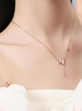 s925纯银带证书郁金香蝴蝶项链