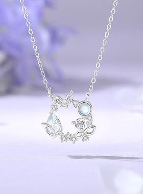 锆石s925银带证书郁金香花环