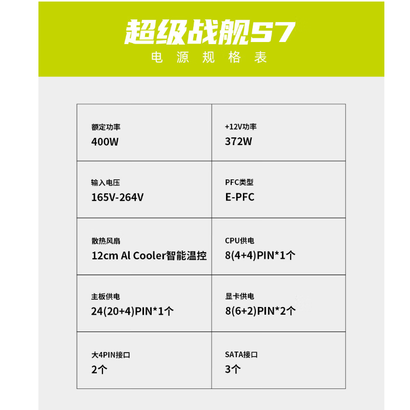 鑫谷电源核动力S7额定400W电脑电源台式机500W主机电源金牌550W - 图3