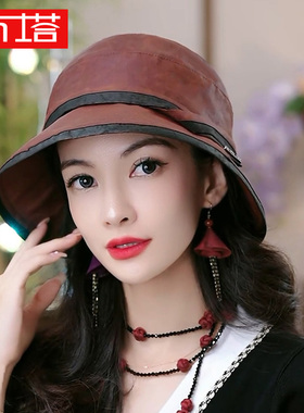 布塔渔夫帽出游优雅女春夏香云纱