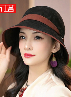 布塔遮阳帽出游优雅女夏天香云纱