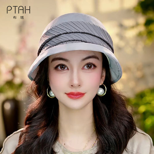 布塔桑蚕丝赫本帽女春夏防晒遮阳帽百搭洋气时尚女士帽子PT0799 - 图3