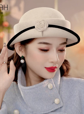布塔羊毛小礼帽女士秋冬新款
