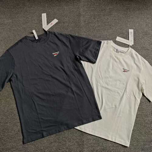 Reebok锐步男子运动休闲宽松LOGO针织短袖T恤24SRM425UGW1-H1 - 图0