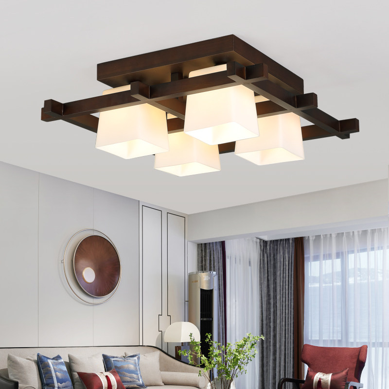 新中式吸顶灯简约现代大气客厅灯胡桃木色家用房间卧室灯实木灯具 - 图2