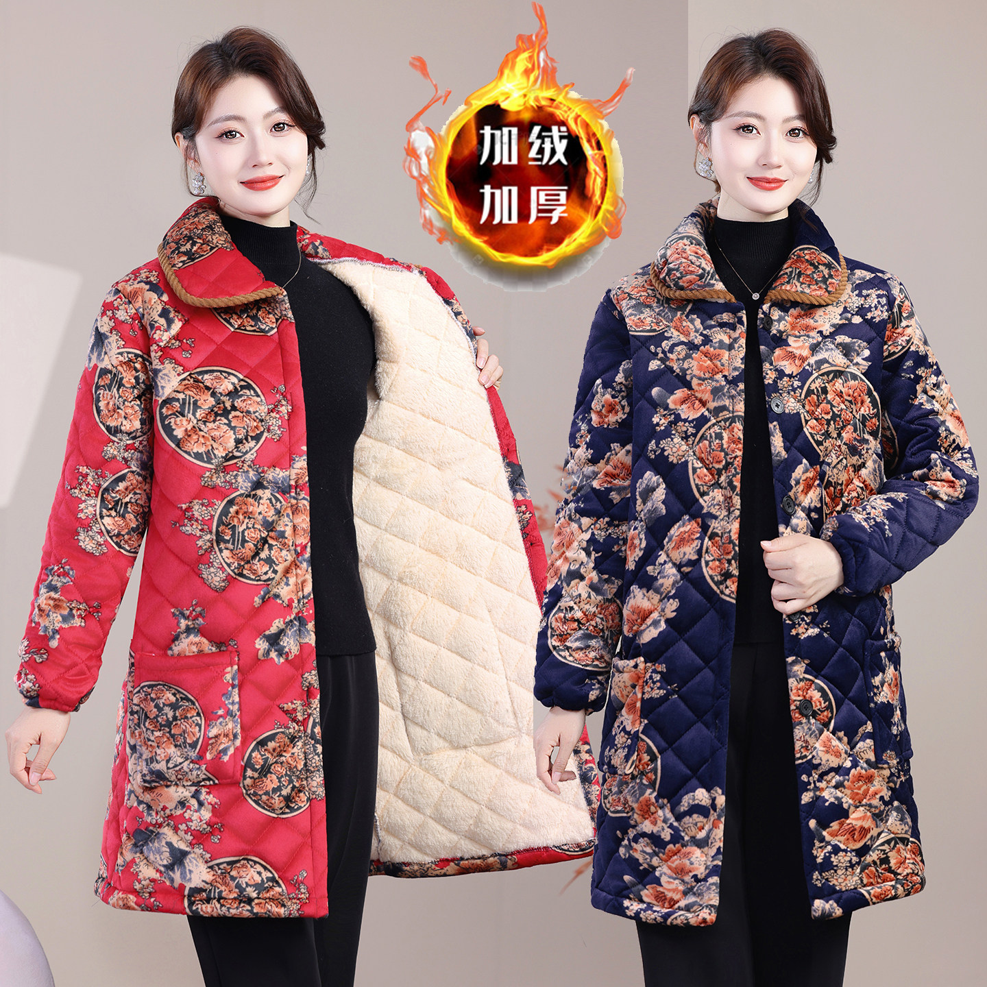 冬季保暖大人罩衣女士长袖工作服绒面护衣大褂家用厨房加绒围裙女,淘宝优惠券,粉丝福利购,淘宝优惠卷