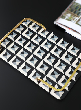 新古典风后现代黑白魔方木质托盘
