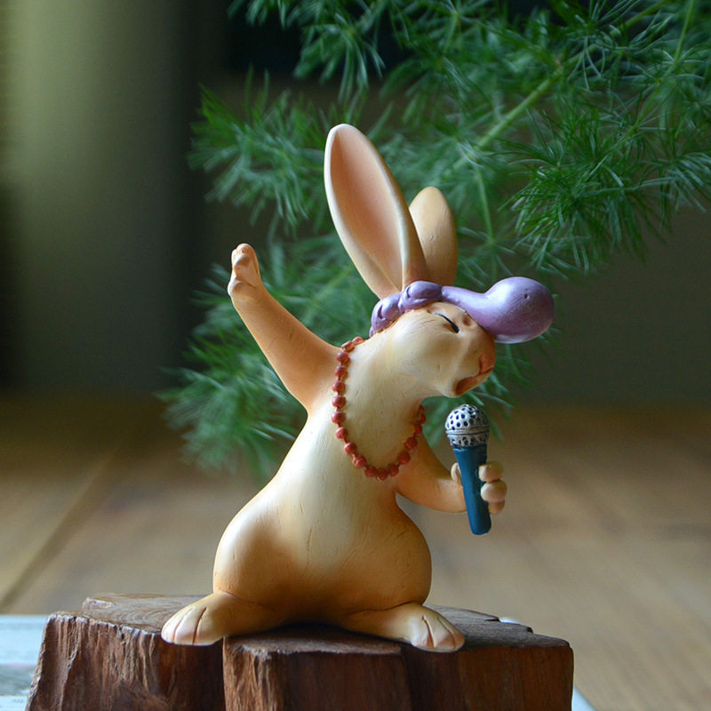 创意可爱个性手工兔子摆件电视柜工艺品唱歌动物家居装饰礼品卡通,淘宝优惠券,粉丝福利购,淘宝优惠卷