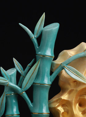 东方泥土陶瓷竹石摆件节节高装饰客厅书房桌面工艺品乔迁开业礼物