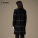 LANDI yarn-dyed plaid straight coat