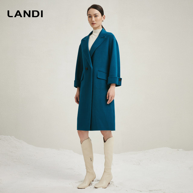 LANDI lapel straight mid-length coat