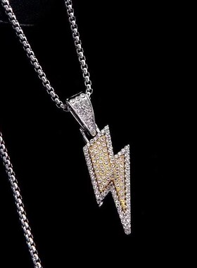 Hip Hop Fashion Long Sweater Necklace with Lightning Pendant