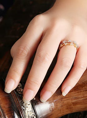 URCHOICE韩国定版锆石叠戴戒