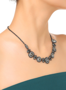 URCHOICE雅致黑色水晶项链