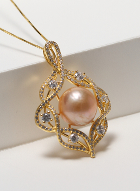 925银锆石天然褶皱典雅风项链