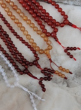 马年开运手持阜新纯天然无优化白玛瑙灰玛瑙念珠佛珠手串108手捻