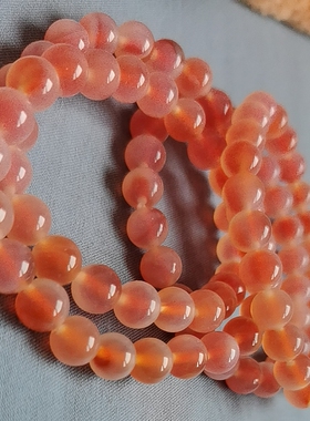 天然桃红玛瑙手串转运珠手链旺桃花本命年新年礼物阜新十家子工厂