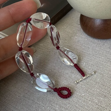 S925纯银编织白水晶手链热销新款时尚高级感ins简约百搭