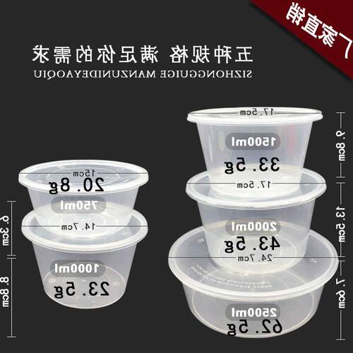 一次性餐盒圆形外卖加厚透明食品级家用长方形打包盒便当汤碗带盖 - 图2