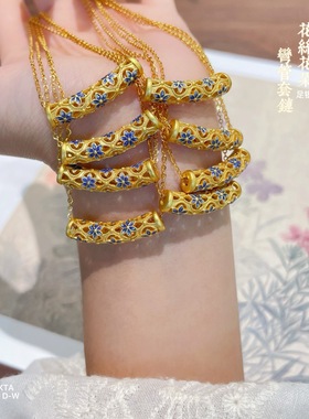 足银9999福字弯管项链女纯银新中式国风百搭锁骨链送女友礼物