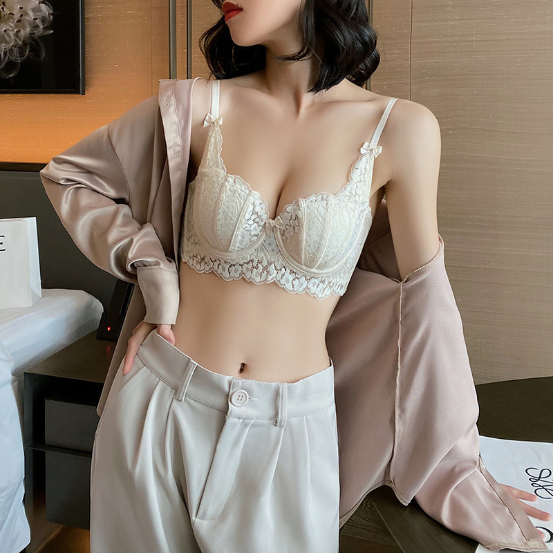 法式大胸显小胸防下垂夏季蕾丝胸罩 祺蕾文胸