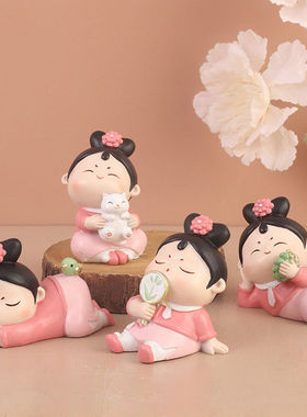 中式车载摆件树脂玩偶装饰