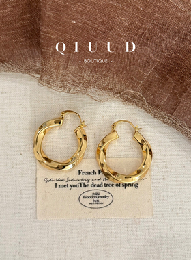 QIUU原创镀金时髦百搭耳环
