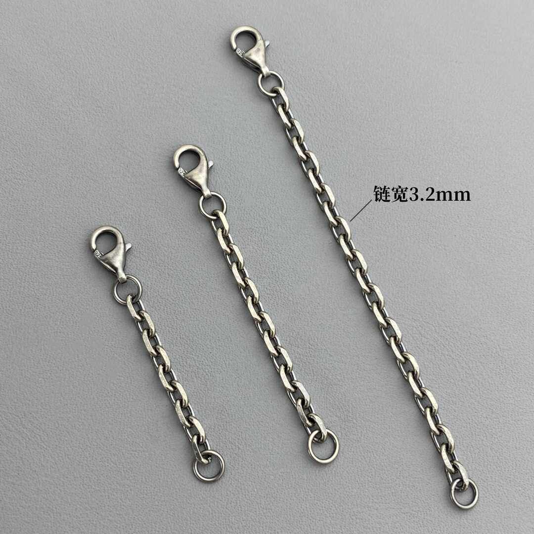 925纯银做旧延长项链手链加长链调节链条diy配件3mm太角链复古色,淘宝优惠券,粉丝福利购,淘宝优惠卷