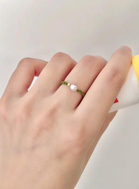 VerGem原创手工编织戒指天然石幸运指环 秋冬气质细戒指闺蜜戒指