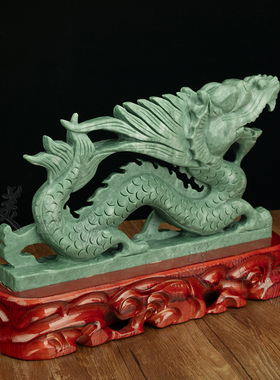 客厅玄关玉石摆件招财青龙