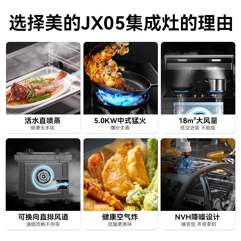 美的蒸烤一体家用厨房抽jx05集成灶 美的合美永顺集成灶