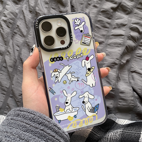 卡通可爱线条小狗日记本适用于iPhone17promax手机壳苹果15pro小众设计高级感14新款保护套13全包软壳16防摔 - 图0