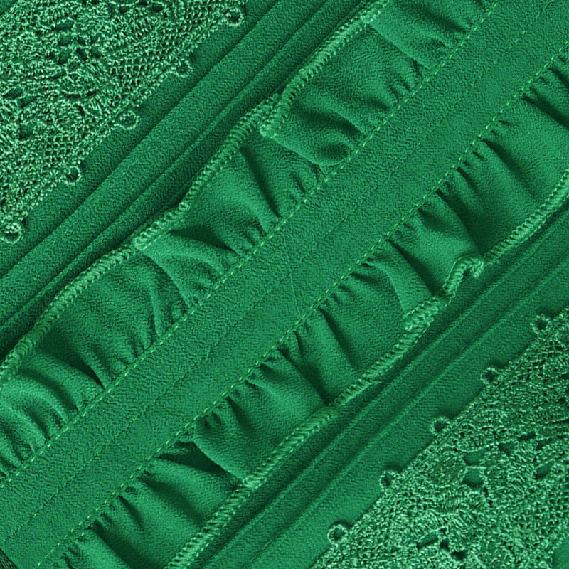 轻奢小众绿色连衣裙女蕾丝拼接长款百褶礼服裙长袖气质裙子高级感,淘宝优惠券,粉丝福利购,淘宝优惠卷