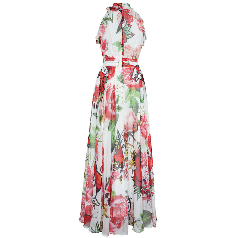 高端精致碎花连衣裙女印花长裙子飘逸大摆长裙时尚修身无袖仙女裙,淘宝优惠券,粉丝福利购,淘宝优惠卷