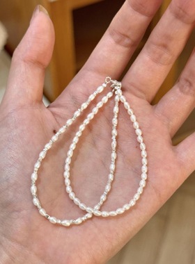 astudio纯银碎银子珍珠拼接手链