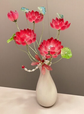 琉璃手工荷花佛供花蓝色色
