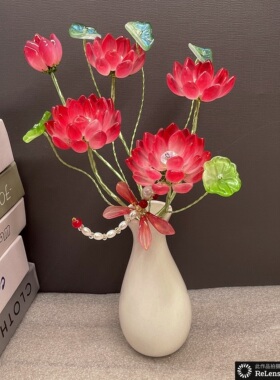 琉璃手工荷花佛供花墨色观音佛系
