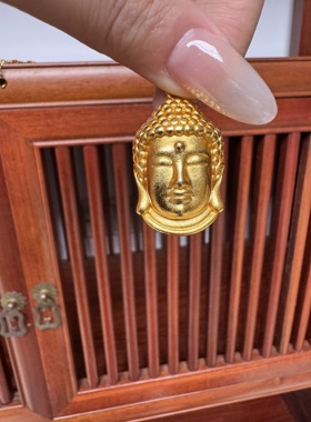 古法沙金项链佛头吊坠男女同款仿黄金色久不掉色挂件本命年平安佛