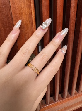 越南沙金碎碎冰戒指情侣款仿黄金色时尚气质爆闪开口男女对戒送礼