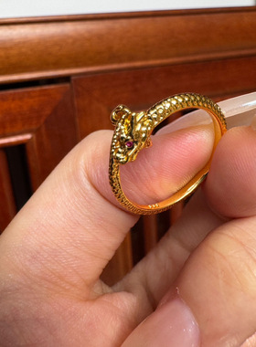古法传承素圈戒指女仿真黄金首饰金店同款越南沙金蛇型指环不掉色