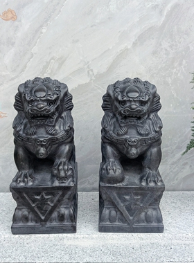 嘉祥石雕手工雕刻石狮子摆件镇宅