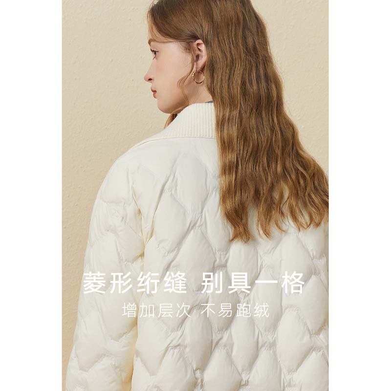 白色羽绒服女轻薄kbne2023年冬季新款外套修身保暖90白鸭绒面包服-图0