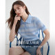 KBNE blue short-sleeved shirt slim shirt 2025 summer new style small short unique top for women